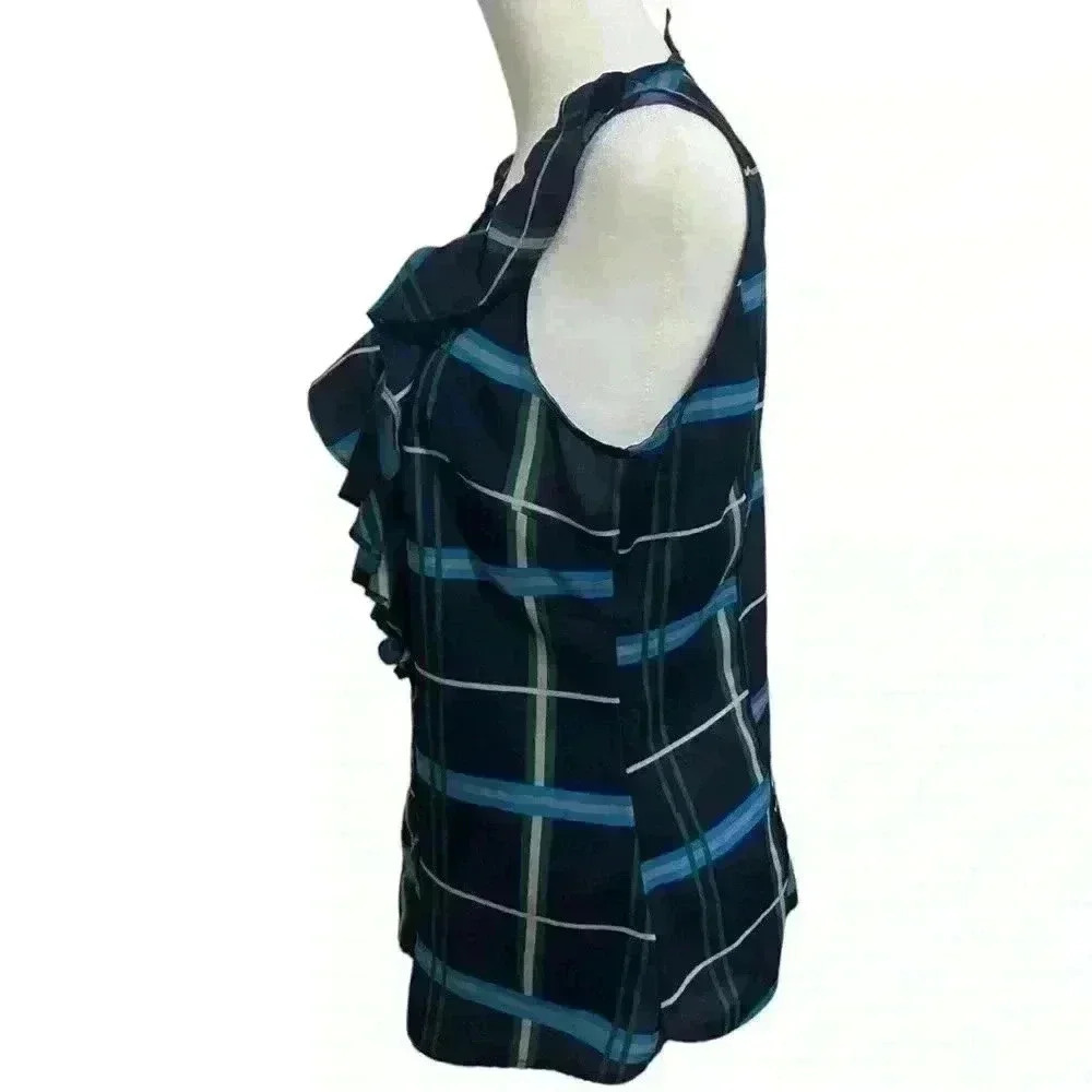 Banana Republic Sleeveless Plaid Button Up Top - Picture 4 of 8